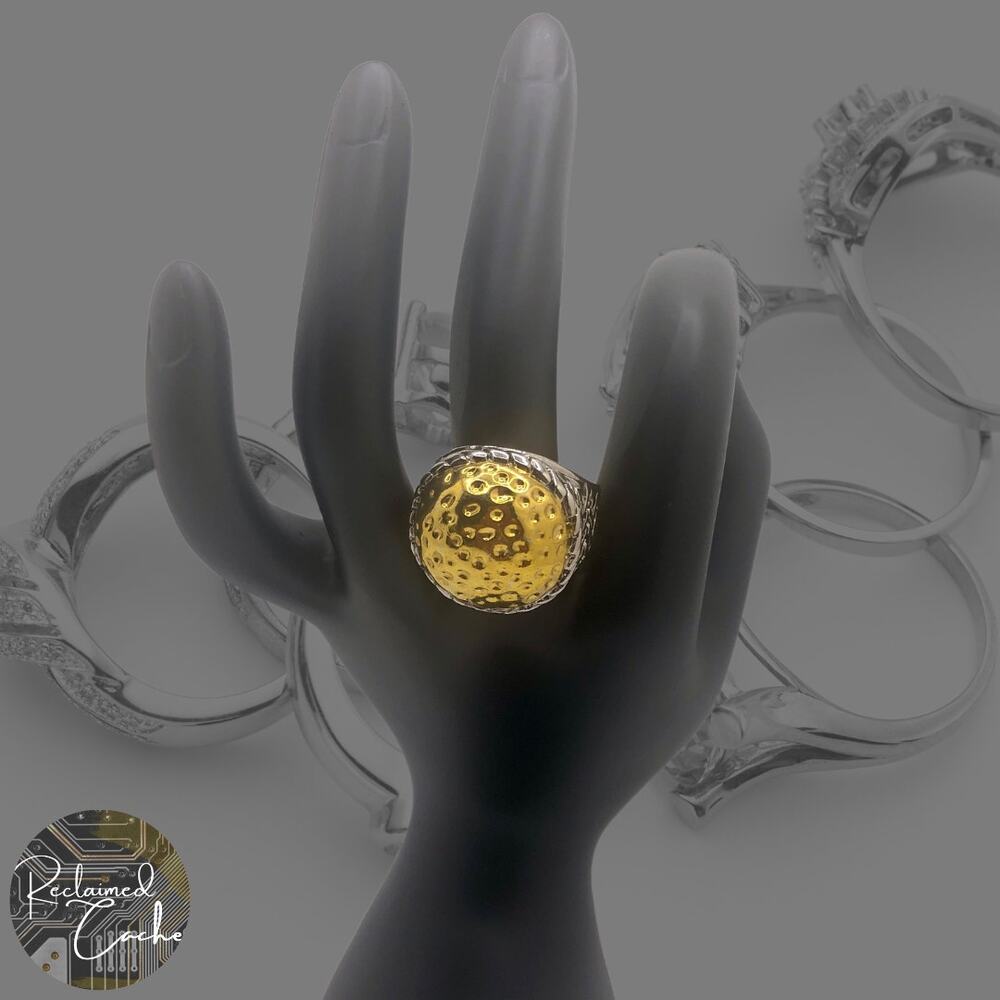 Silver and Gold Circle Ring - Size 9